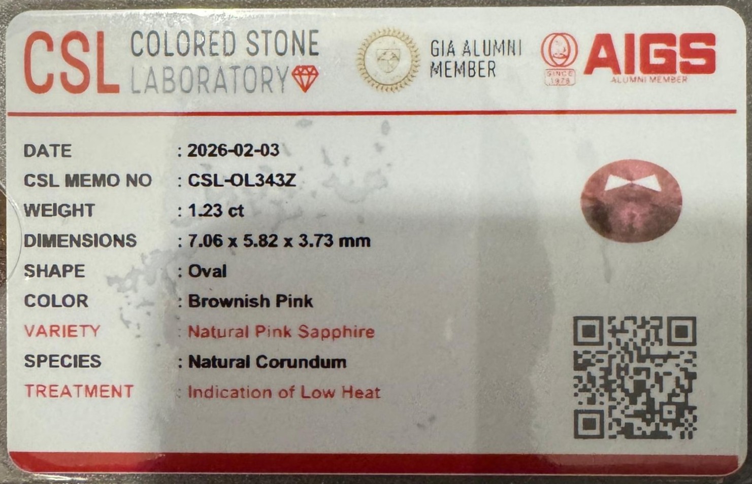 Natural Brownish Pink Sapphire – 1.23 ct Oval - Image 6