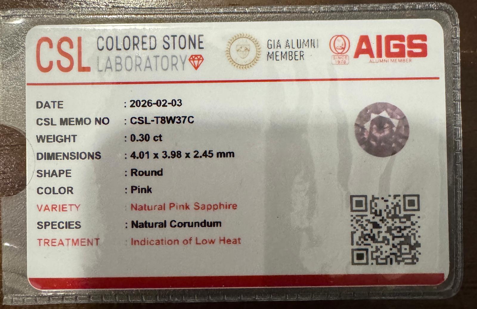 Natural Sri Lankan Pink Sapphire – 0.30ct Round - Image 6